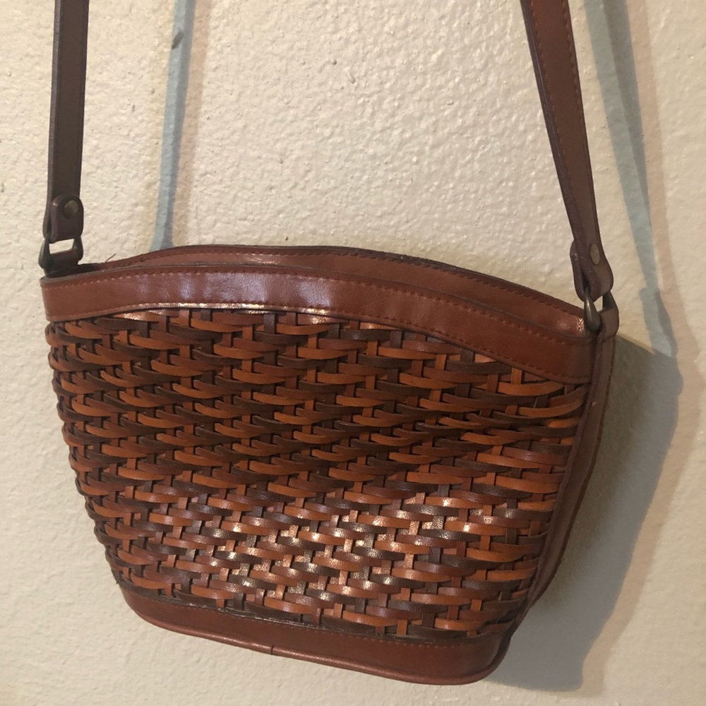 Vintage Leather basket weave purse by Marlo